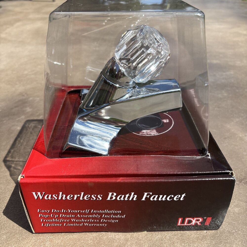 LDR Single Handle Washerless Bath Faucet New Old Stock 010 2100 Chrome Pop-Up